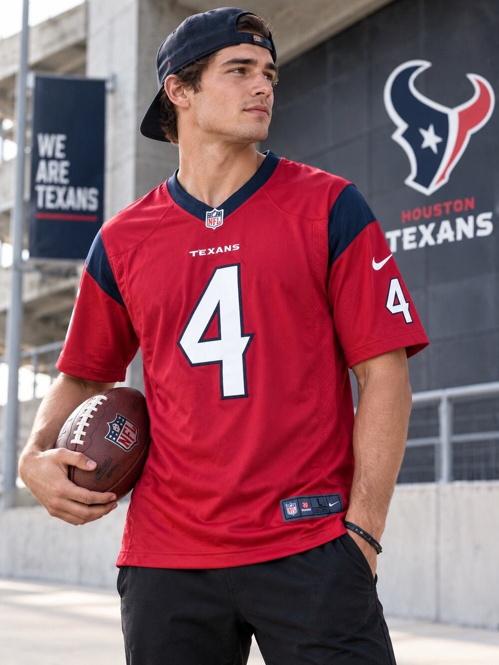 Nike Houston Texans Deshaun Watson #4 NFL On Field Jersey Men’s L Red